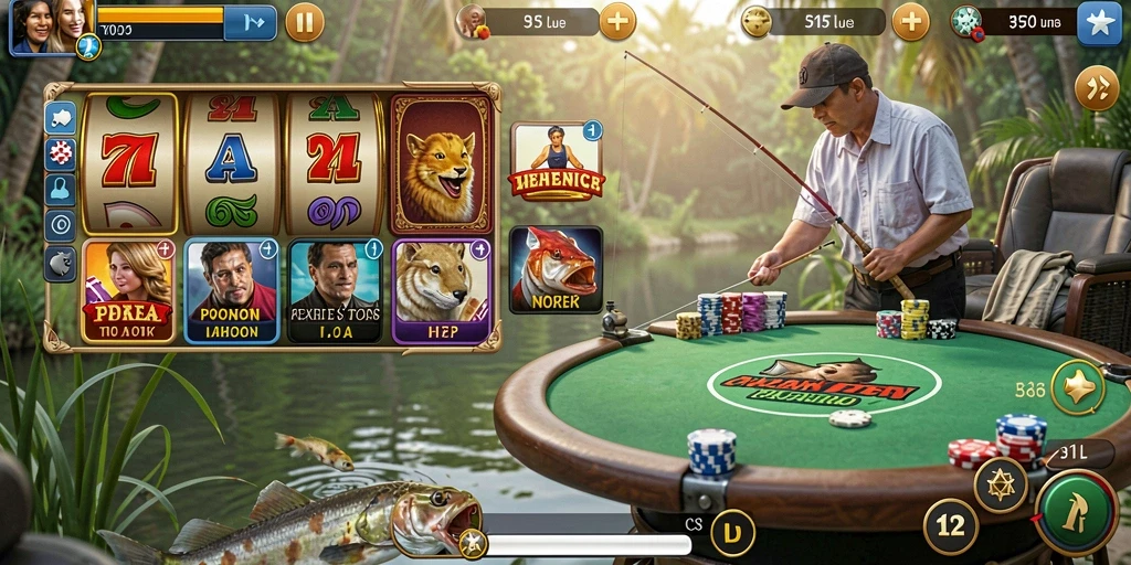 Tampilkan layar utama NEOPARTY dengan berbagai mini-games.